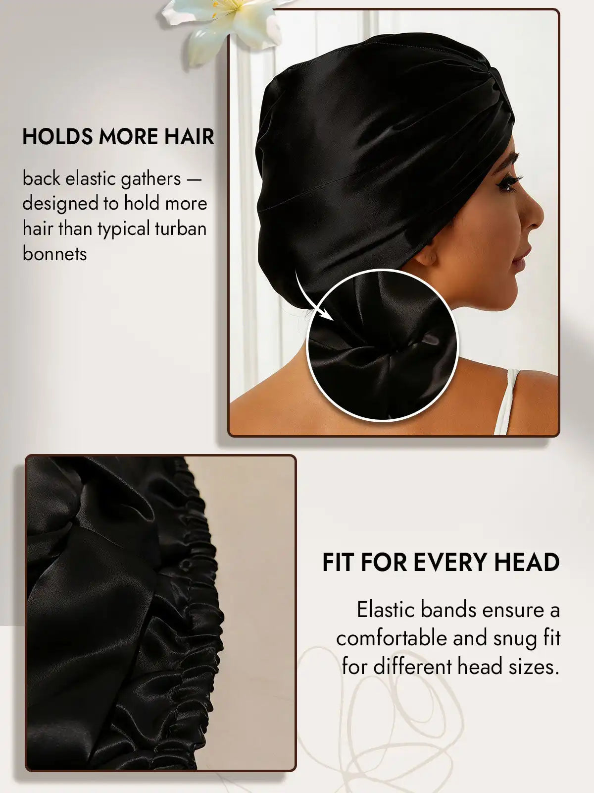 100% Mulberry Silk Sleep Cap Double Layer Night Turban Bonnet