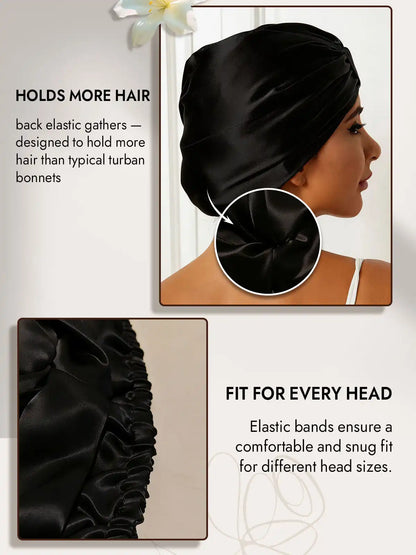 100% Mulberry Silk Sleep Cap Double Layer Night Turban Bonnet