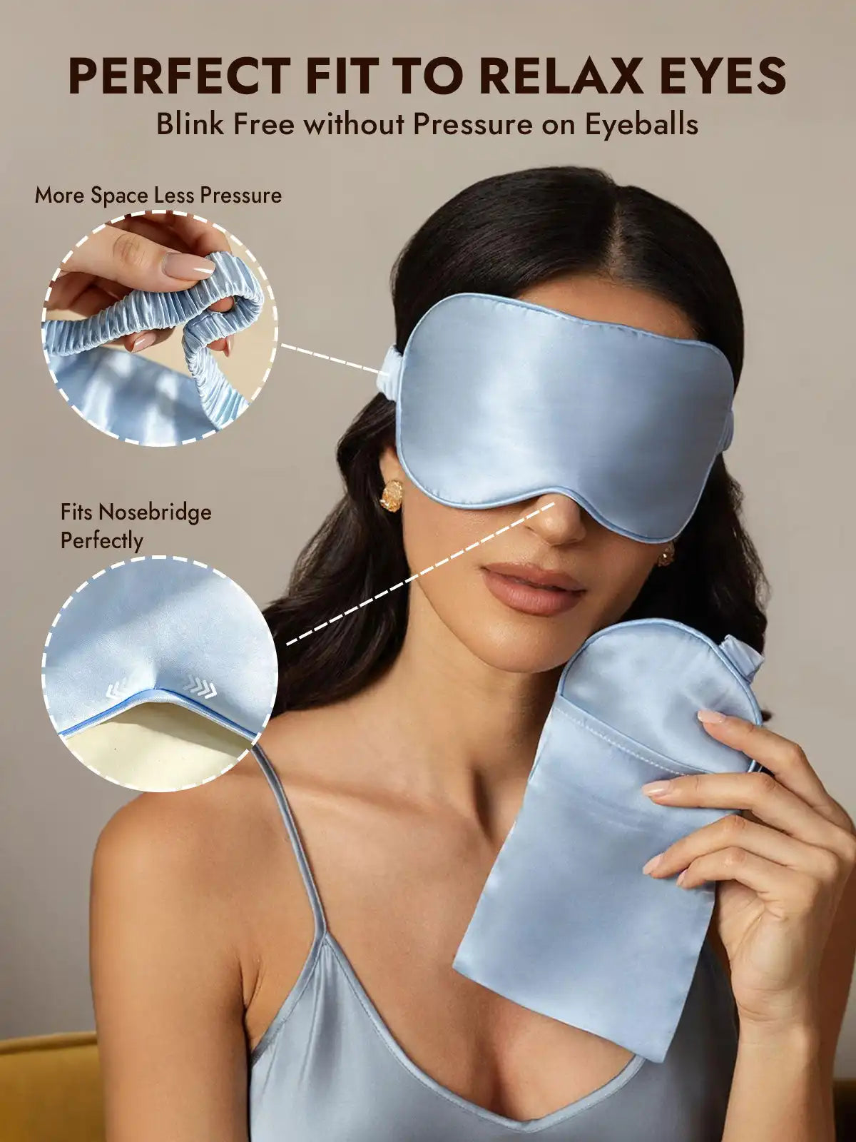 100% Mulberry Silk Eye Mask And Envelope Pouch Set 2Pcs