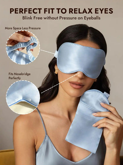 100% Mulberry Silk Eye Mask And Envelope Pouch Set 2Pcs