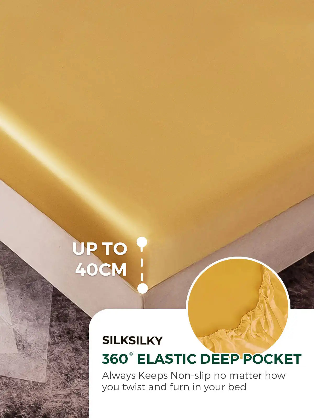 25Momme Silk 4Pcs Set Fitted&Flat Sheets+2x Pillowcases