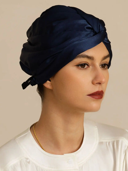 22Momme 100% Mulberry Silk Knot-Front Hair Bonnet with Adjustable Button Design