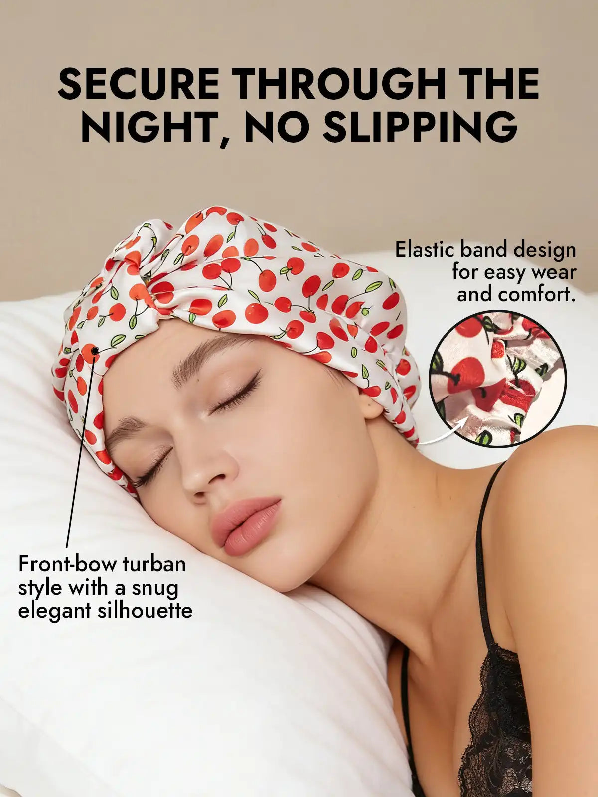 100% Mulberry Silk Night Turban Bonnet