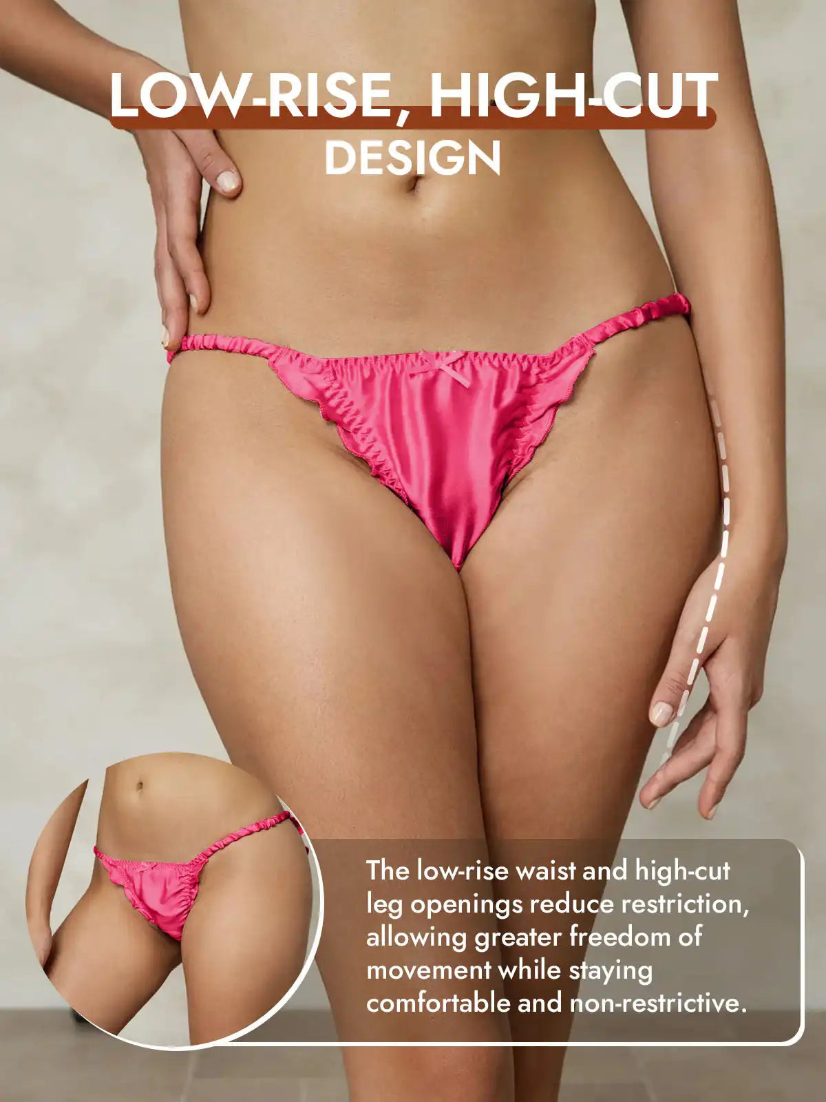 100% Mulberry Silk Ruffle Trim String Panty