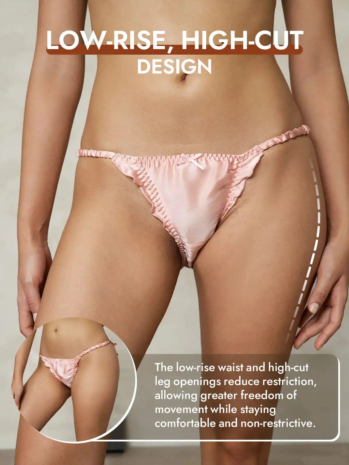 100% Mulberry Silk Ruffle Trim String Panty