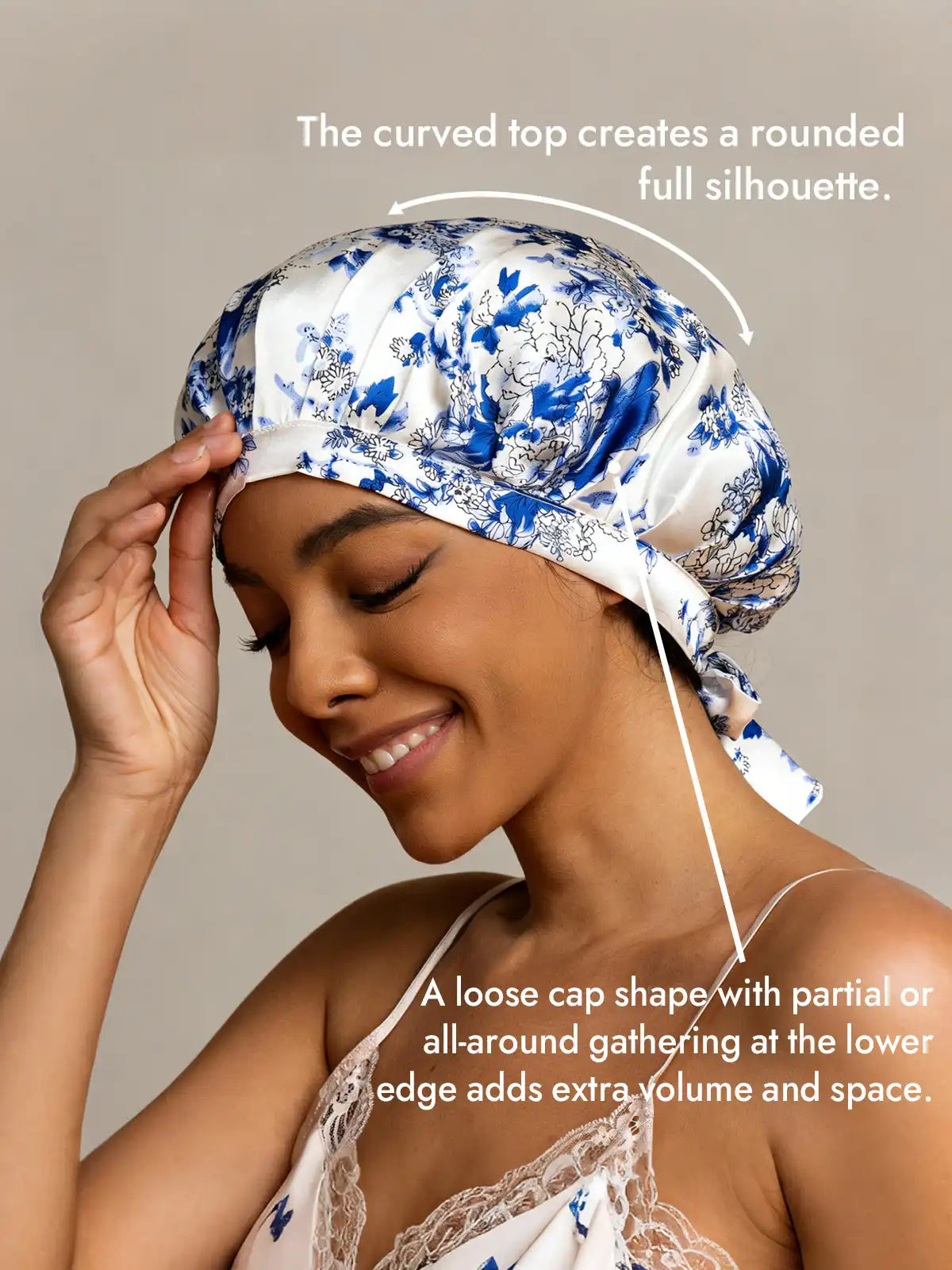 100% Mulberry Silk Sleep Bonnet with Ribbons