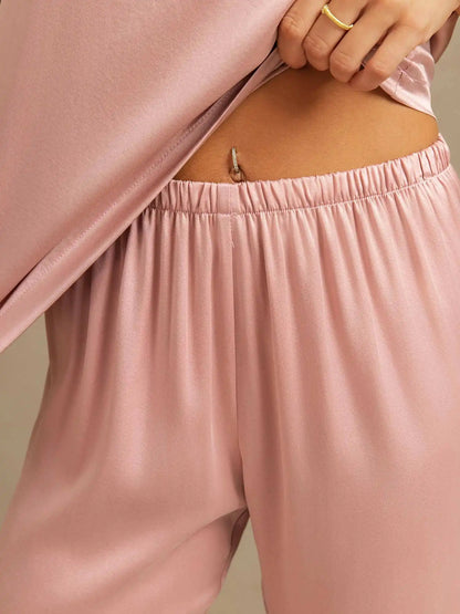 Clearance - 19Momme Women's Washable Silk Short Sleeve Scoop Neck Pajamas Set