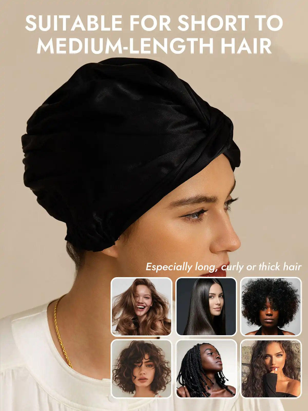 22Momme 100% Mulberry Silk Knot-Front Hair Bonnet with Adjustable Button Design