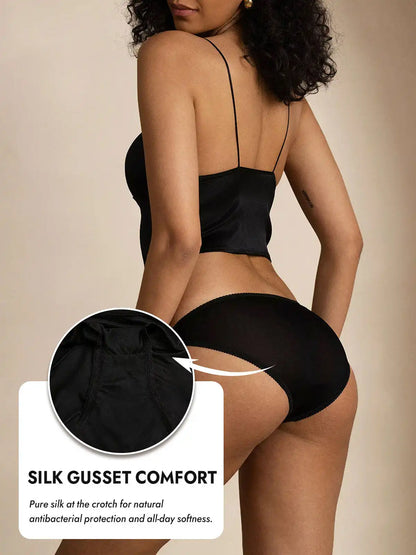 100% Mulberry Silk Bikini Panty with Bow Detail