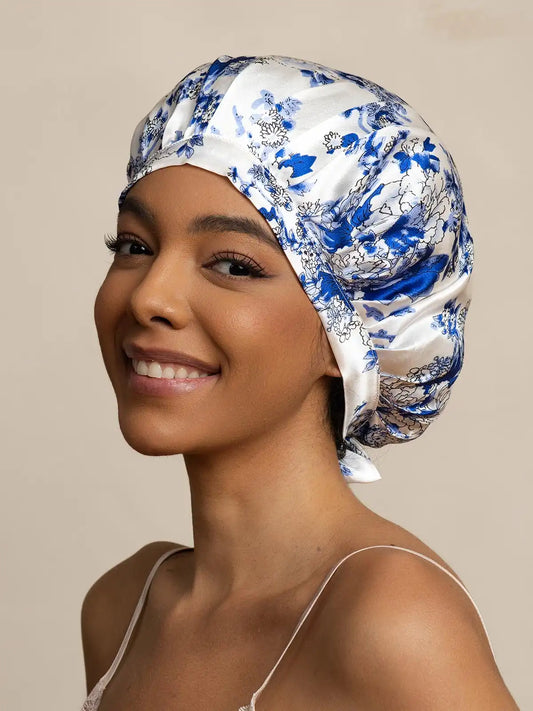 100% Mulberry Silk Sleep Bonnet with Ribbons