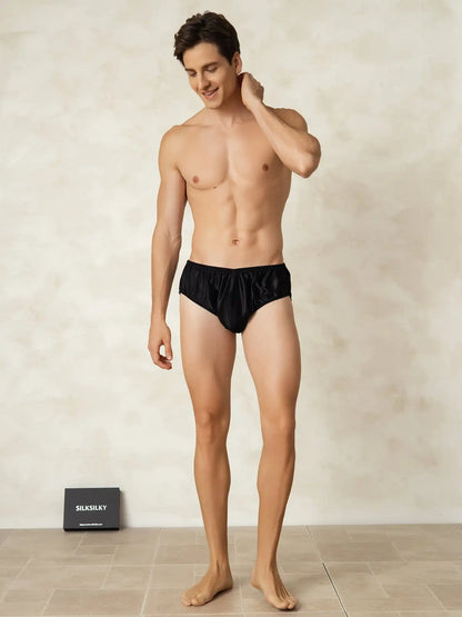 100% Mulberry Silk Briefs Men's Underwear with Elastic Waistband