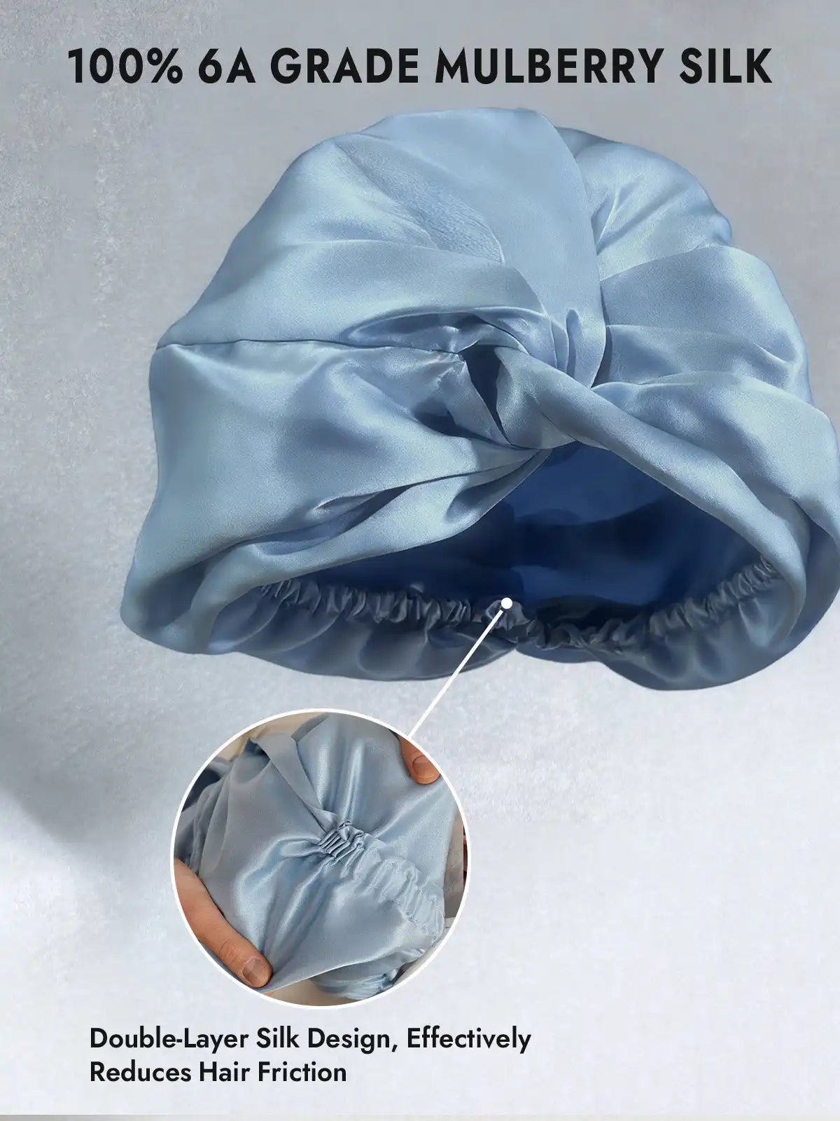 22Momme 100% Mulberry Silk Knot-Front Hair Bonnet with Adjustable Button Design