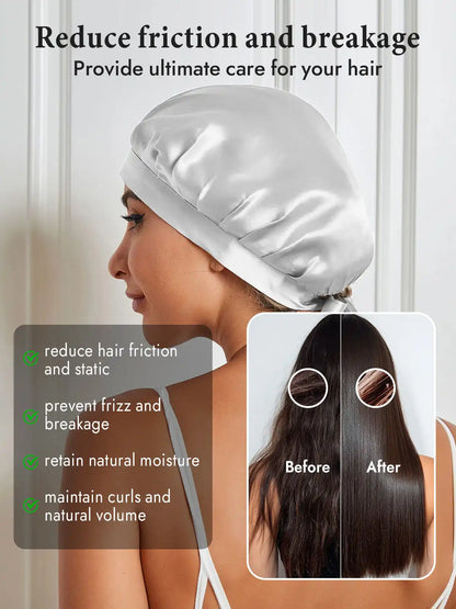 100% Mulberry Silk Sleep Bonnet with Ribbons