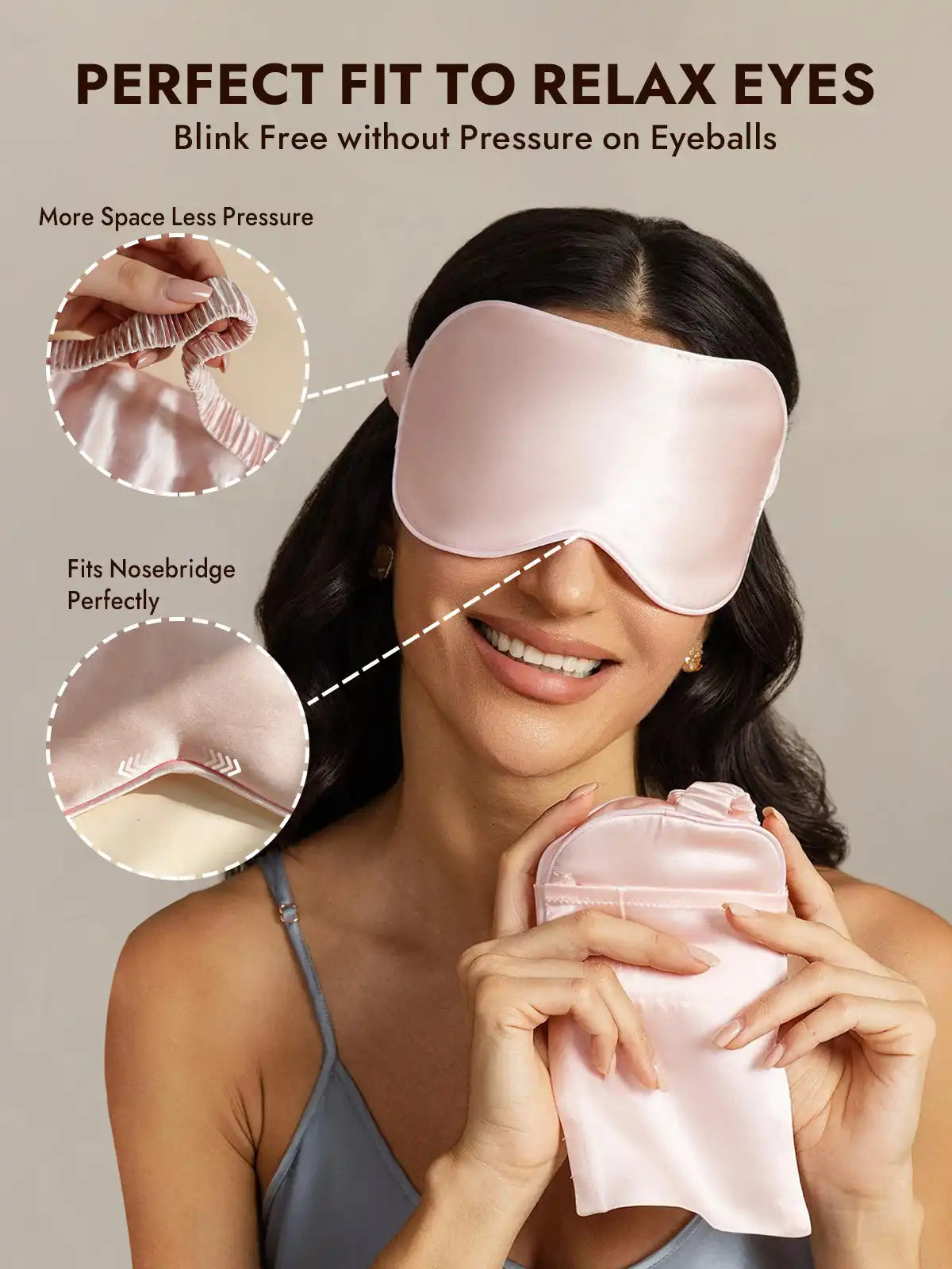 100% Mulberry Silk Eye Mask And Envelope Pouch Set 2Pcs