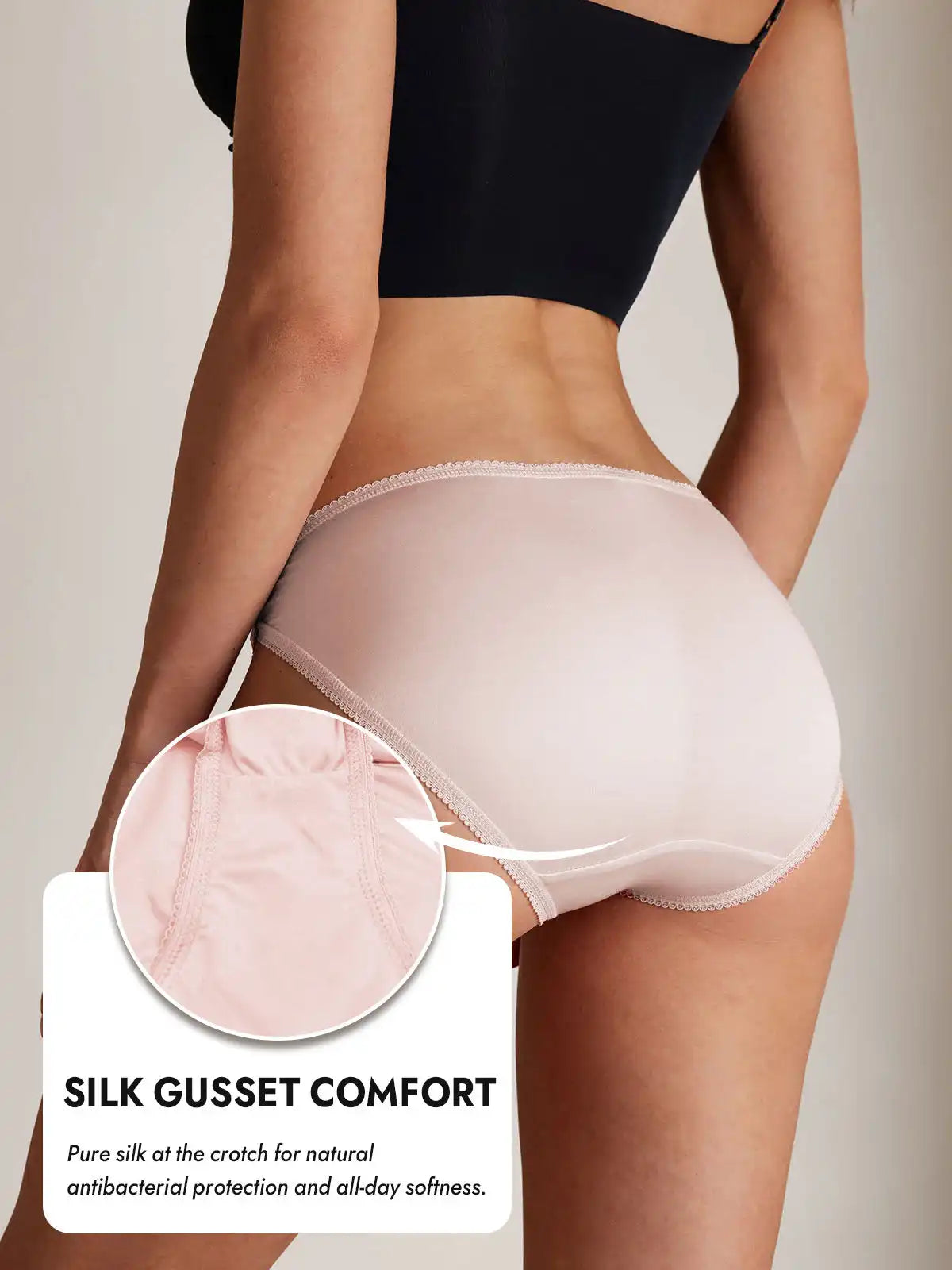 100% Mulberry Silk Bikini Panty with Bow Detail