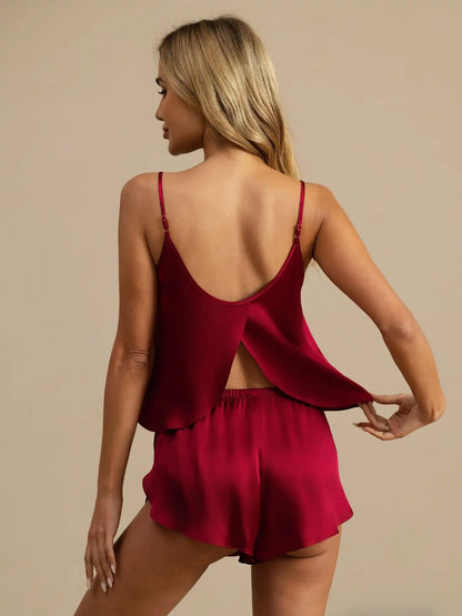 100% Mulberry Silk Side Slit Flowy Cami Set