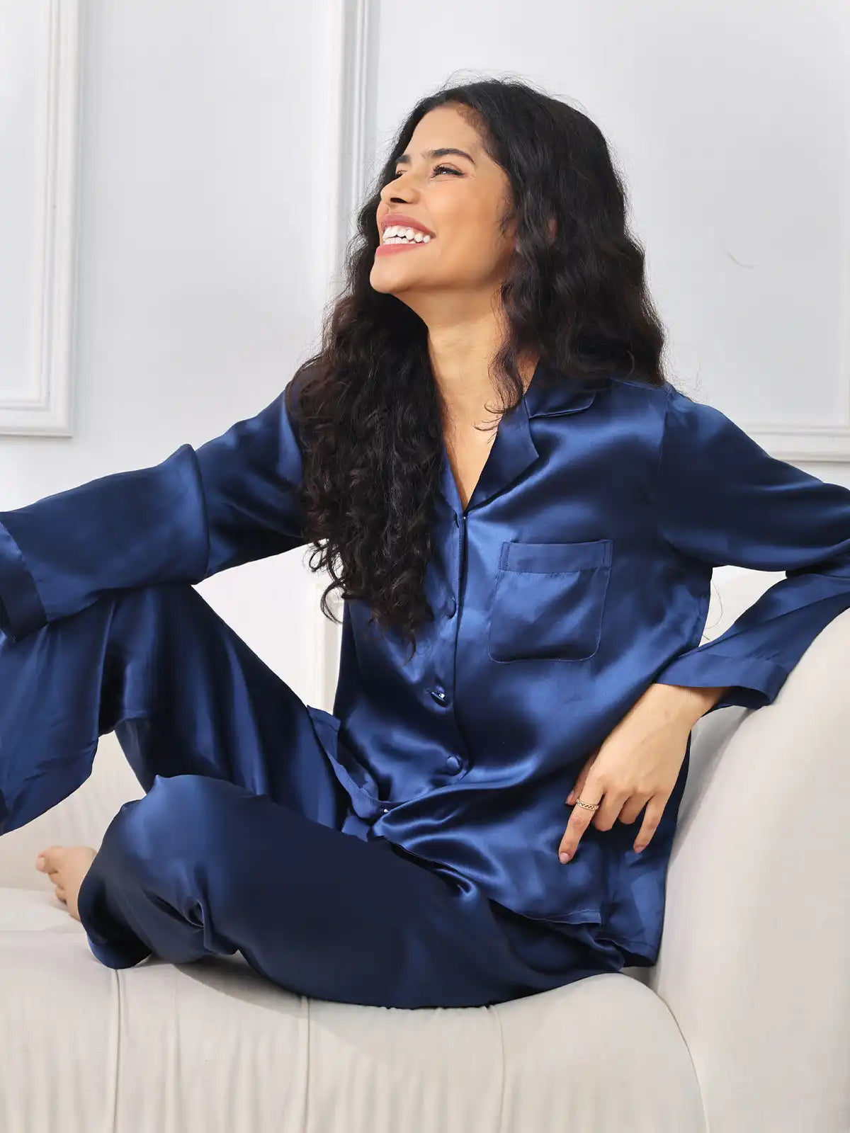 100% Mulberry Silk Women's Long Sleeve Pajamas Set