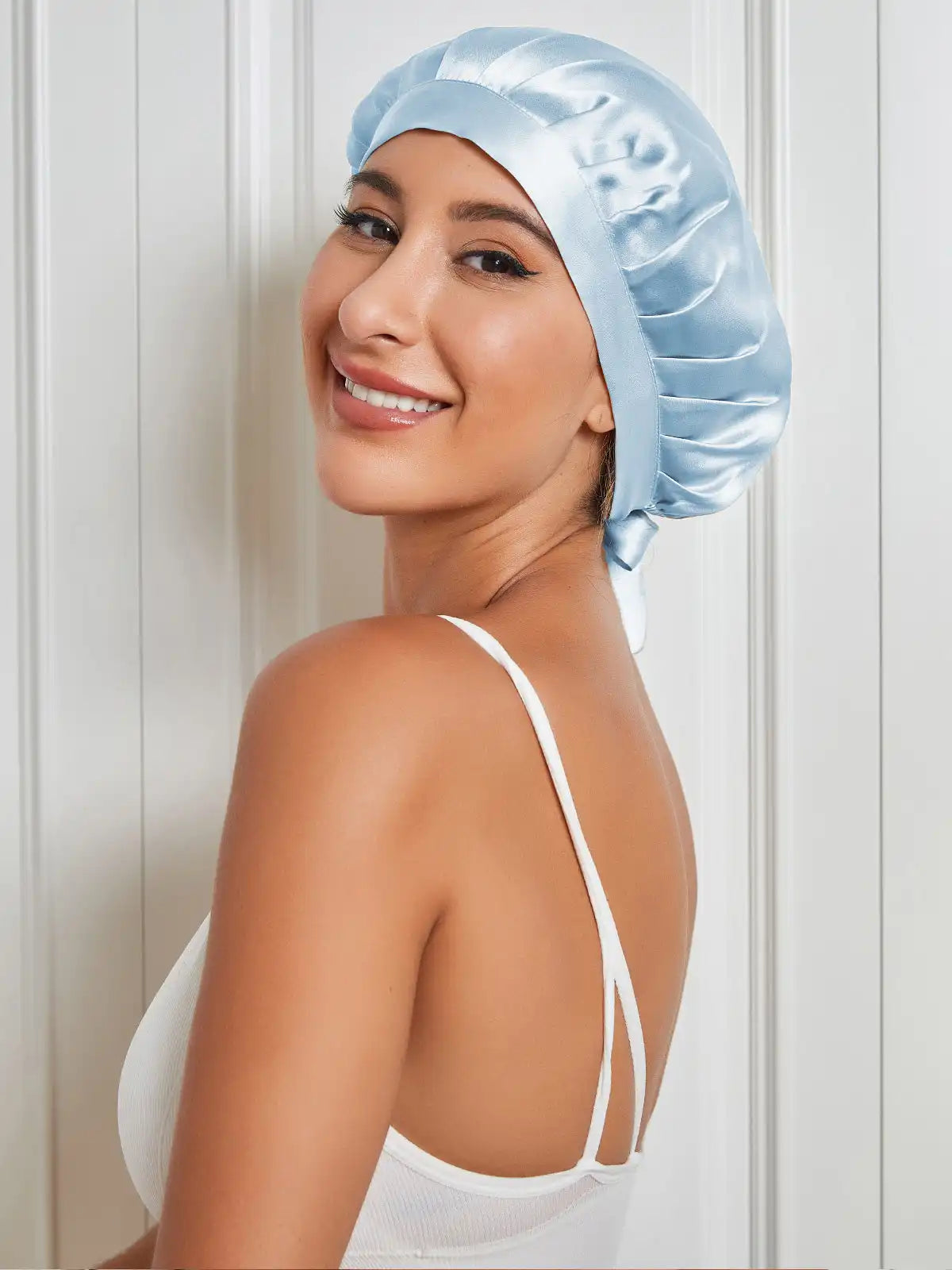 100% Mulberry Silk Sleep Bonnet with Ribbons