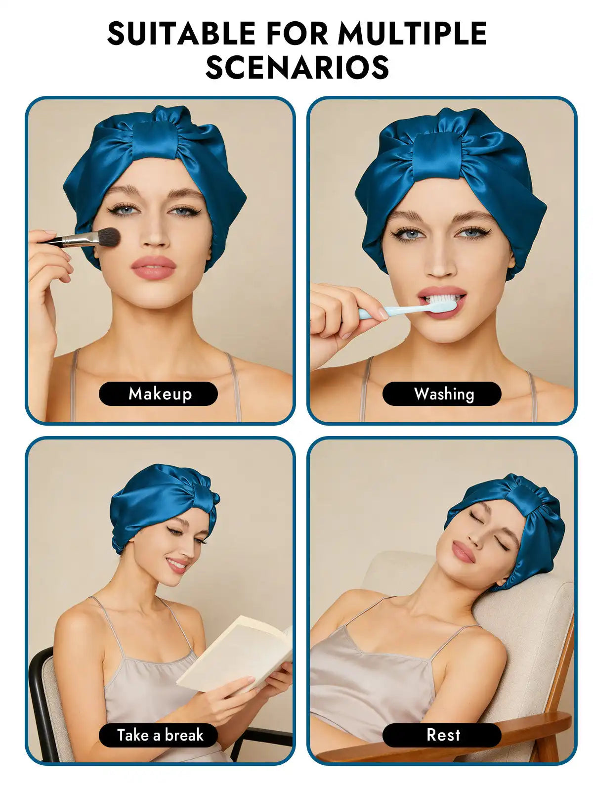 100% Mulberry Silk Night Turban Bonnet