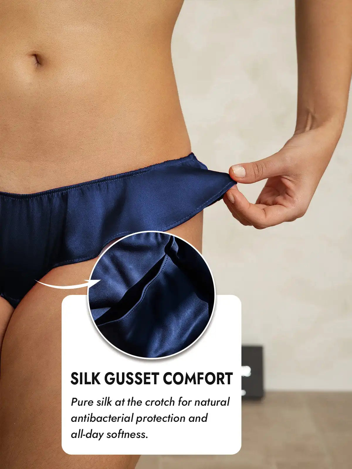 100% Mulberry Silk Low-Rise Ruffle Trim Panty