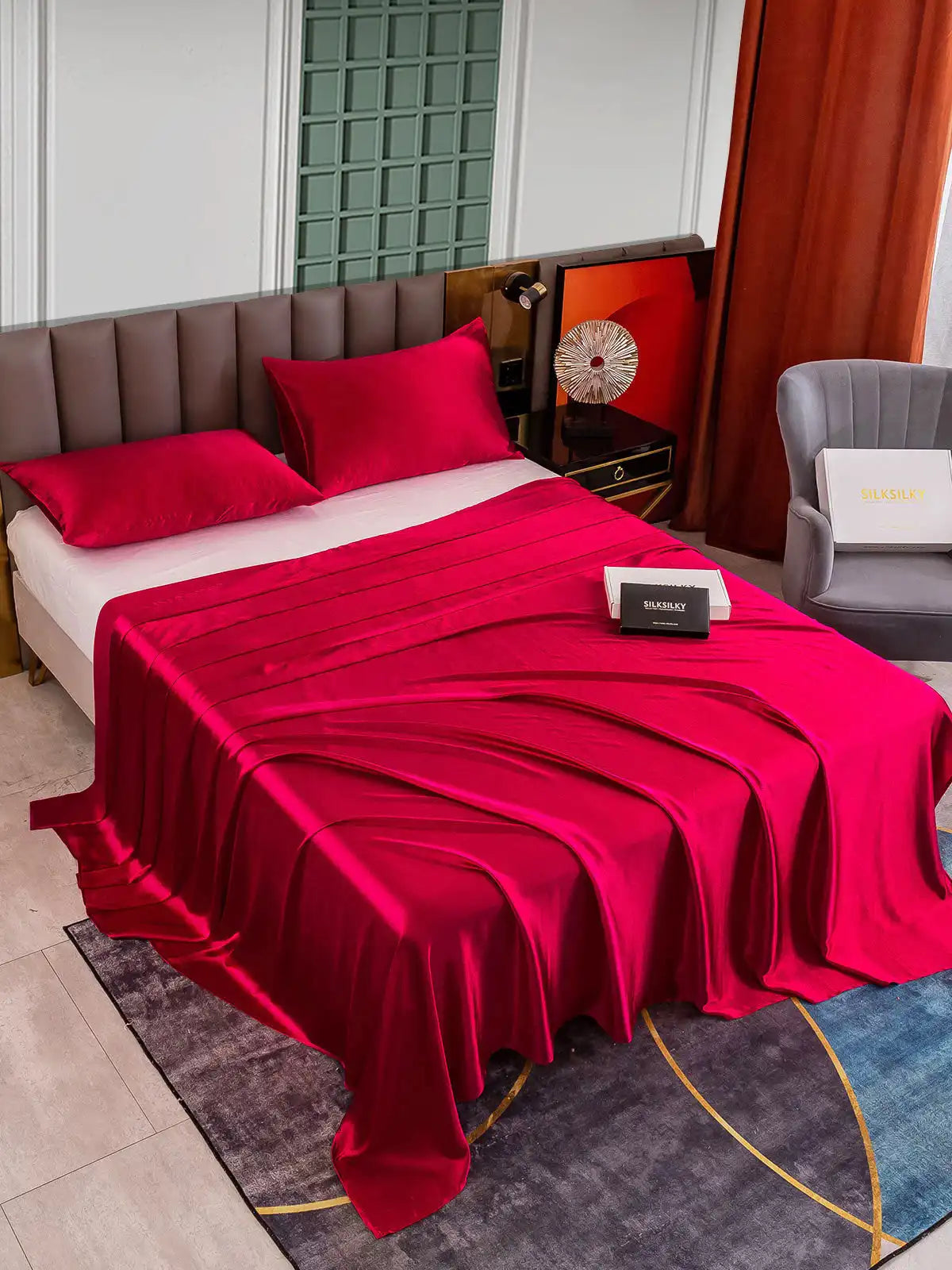 25Momme 3Pcs Silk Set Flat Sheet+2x Pillowcases