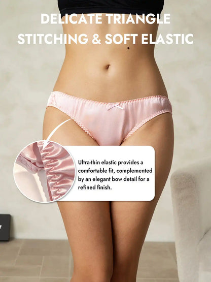 100% Mulberry Silk Classic Bikini Panty with Bow