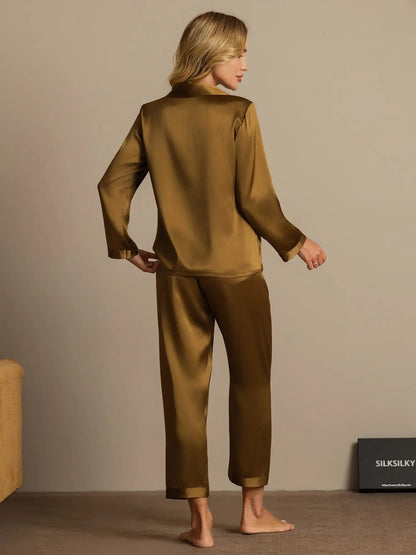 100% Mulberry Silk Women's Long Sleeve Pajamas Set