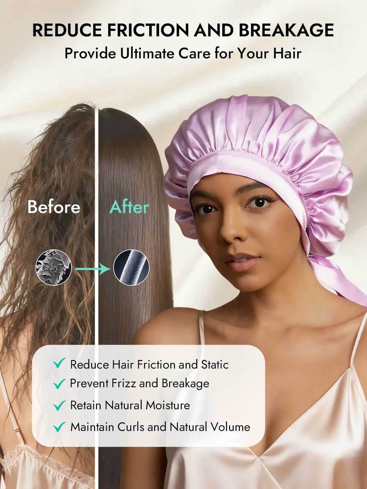 100% Mulberry Silk Elegant Bonnet with Long Ribbons