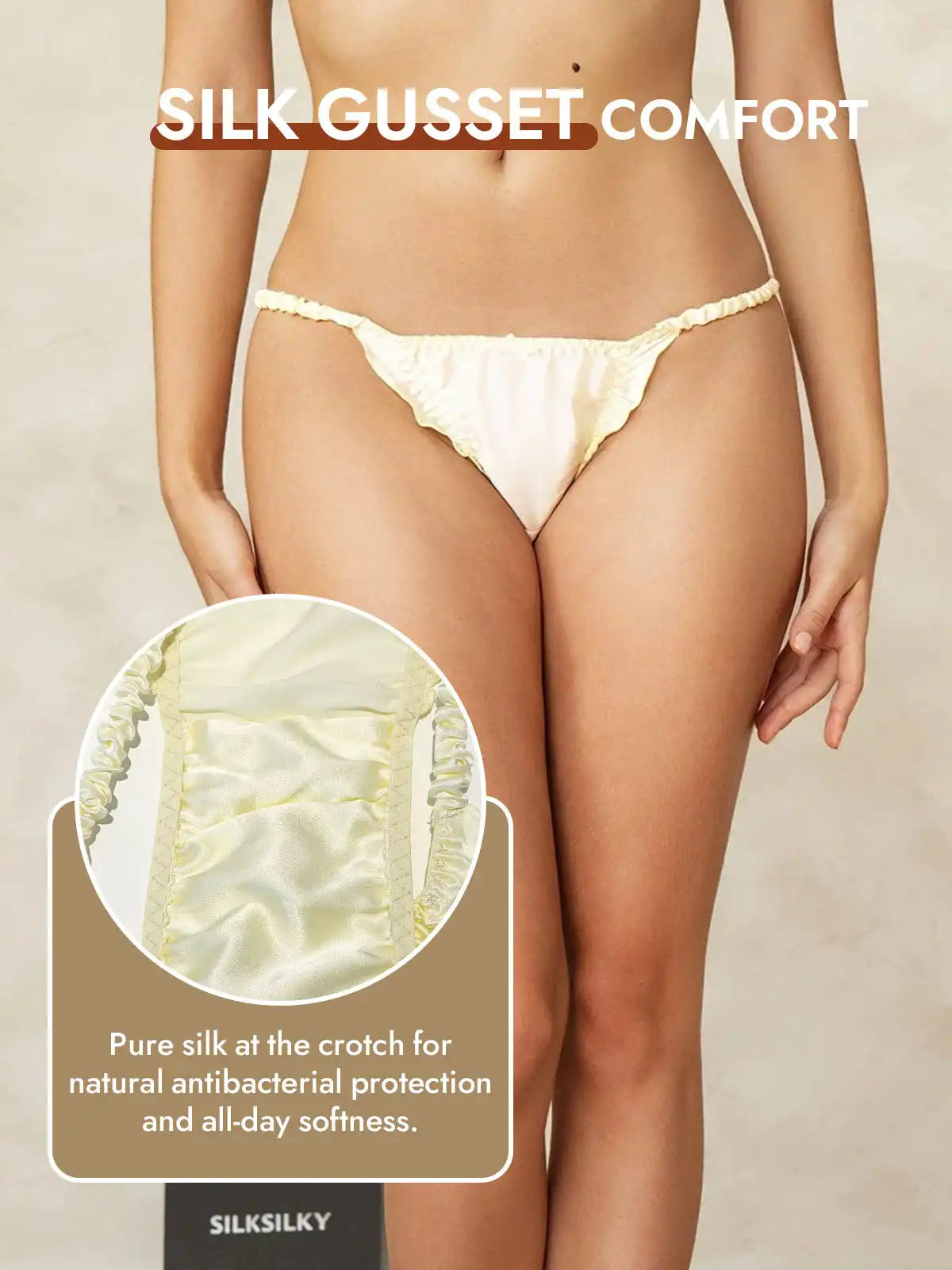 100% Mulberry Silk Ruffle Trim String Panty