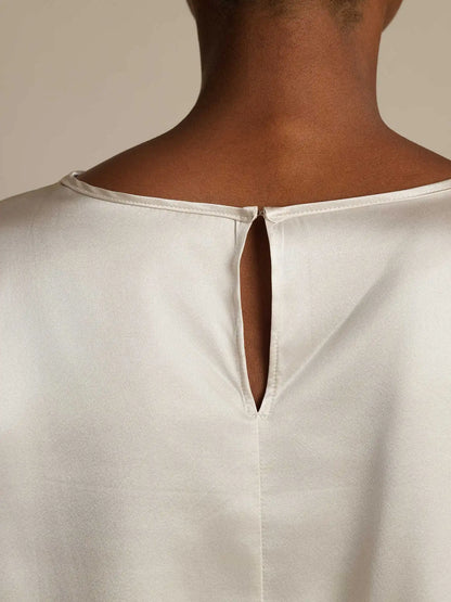 19Momme Silk Bell Sleeve Boat Neck Women's Top