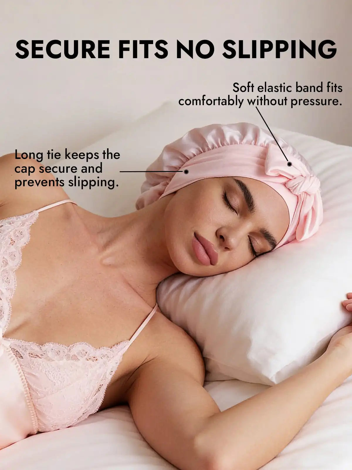 100% Mulberry Silk Double-Layer Bonnet with Adjustable Long Tie
