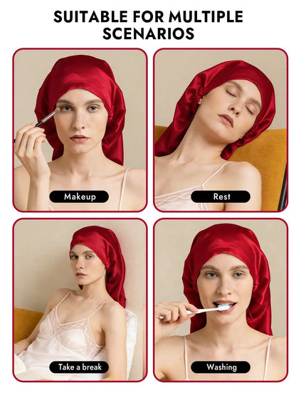 100% Mulberry Silk Elegant Bonnet for Long Hair