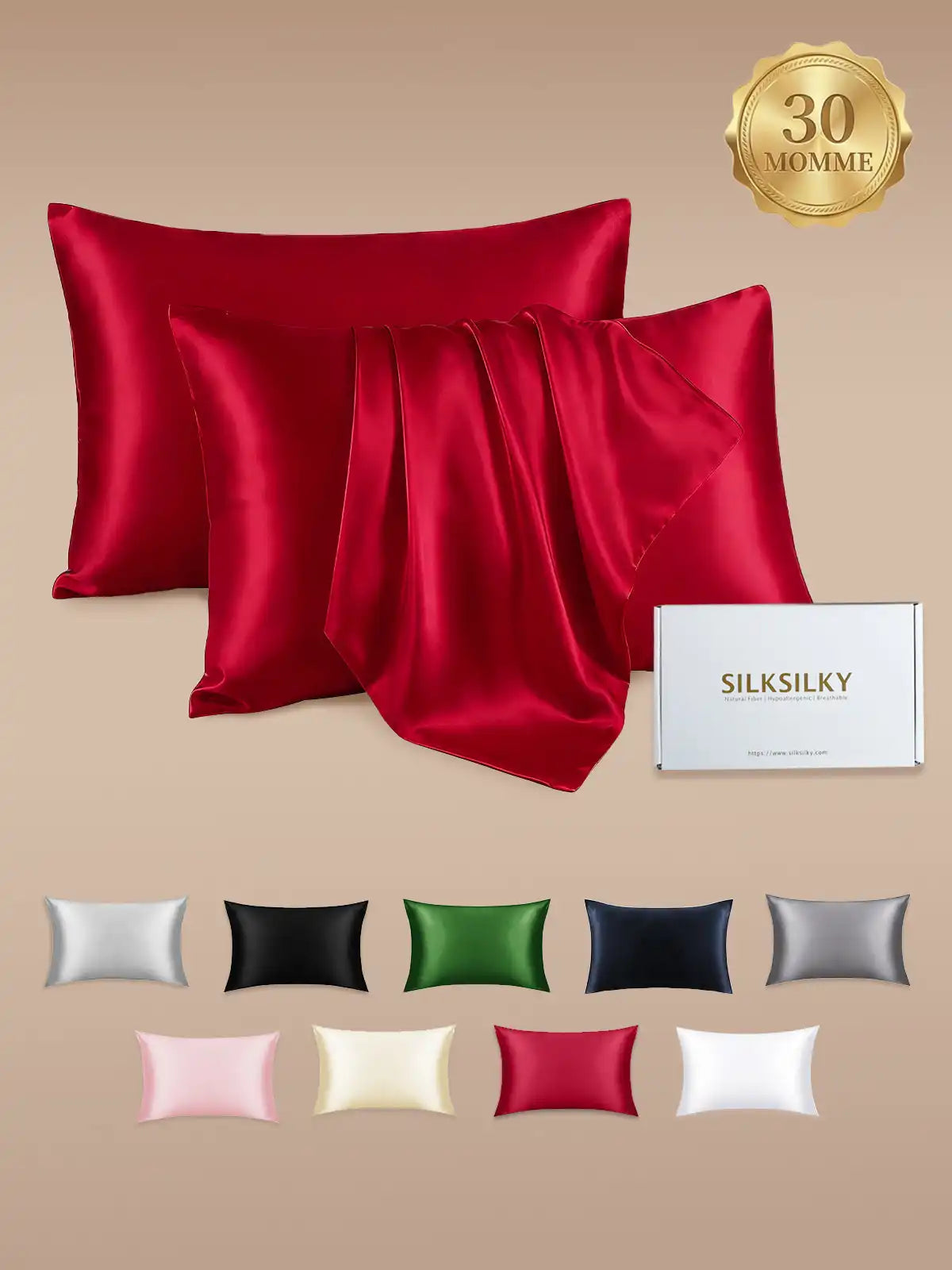 2Pcs 30Momme 100% Silk Pillowcases Bundle- Hidden Zipper