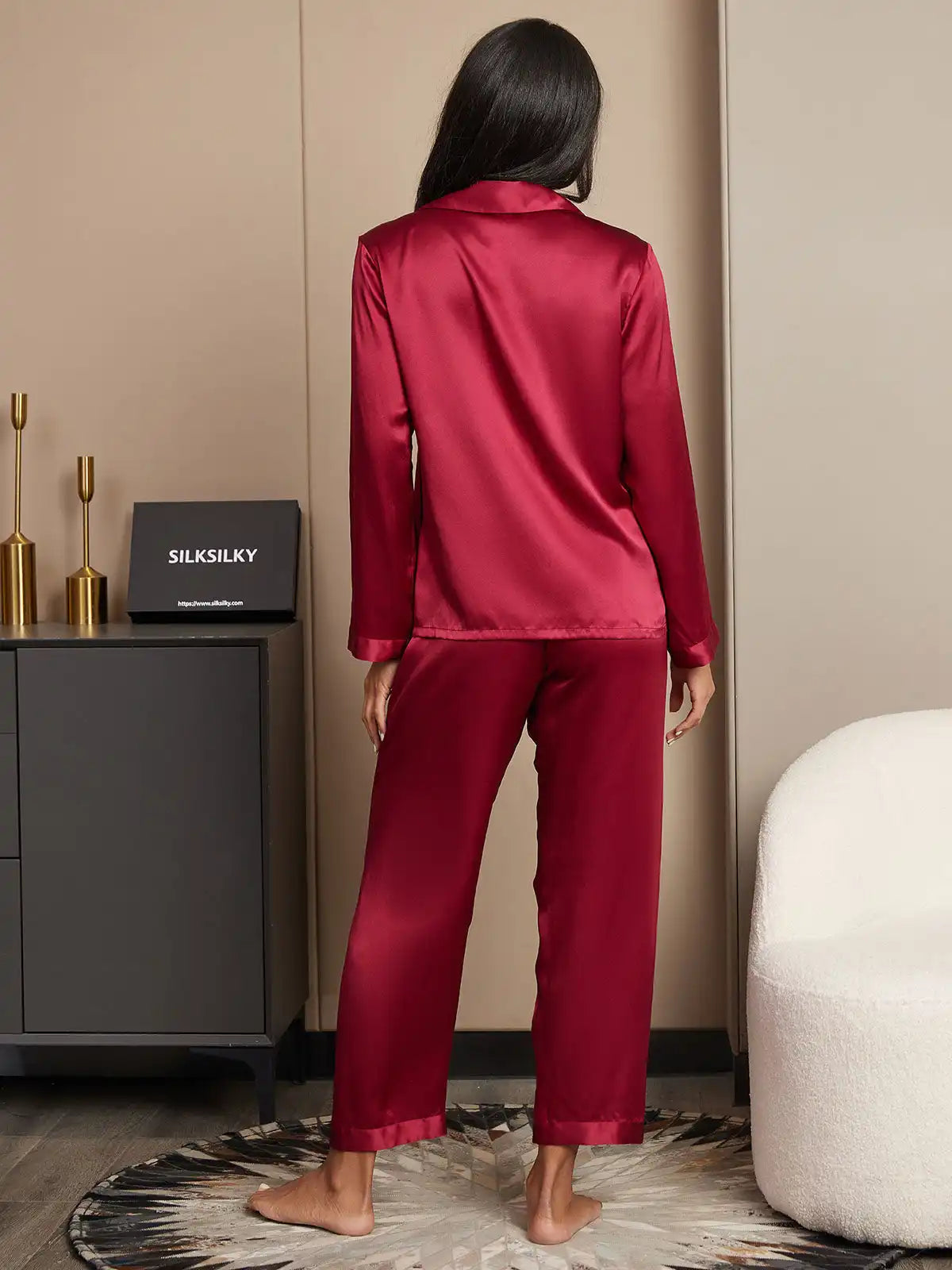 100% Mulberry Silk Women's Long Sleeve Pajamas Set