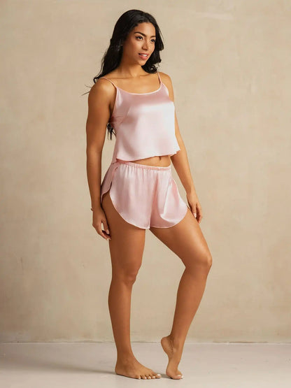 100% Mulberry Silk Side Slit Flowy Cami Set