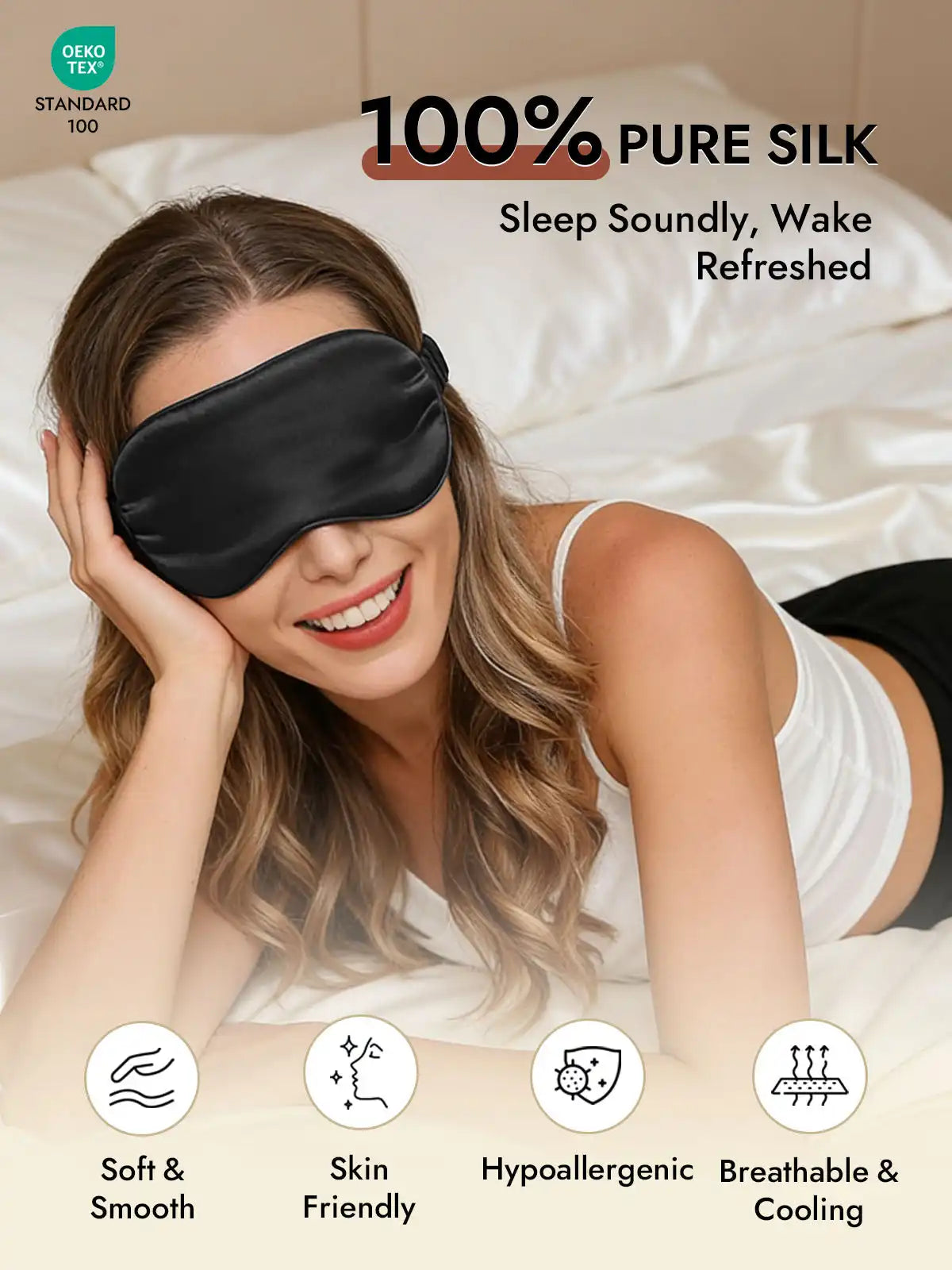 100% Mulberry Silk Sleep Eye Mask with Elastic Band