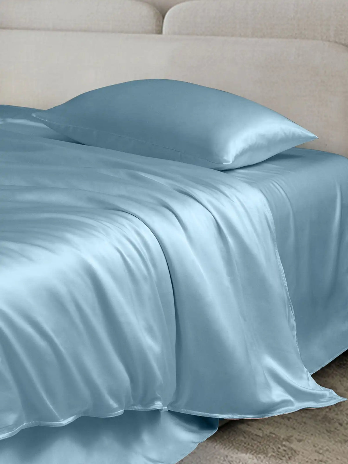 19Momme 4Pcs Silk Set Duvet Cover+Flat Sheet+2x Pillowcases