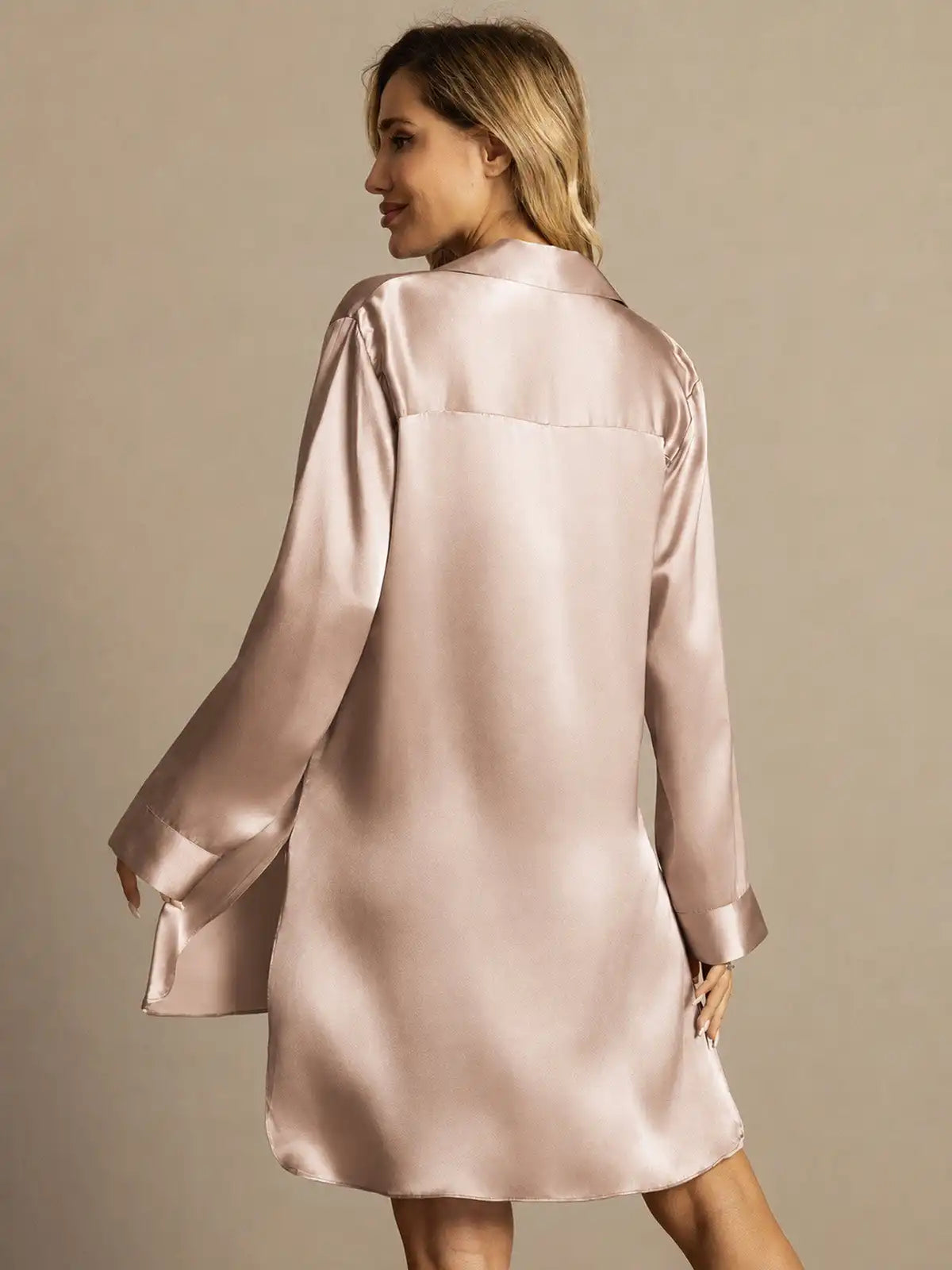 Women's 100% Mulberry Silk Nightshirt with High-Low Hem