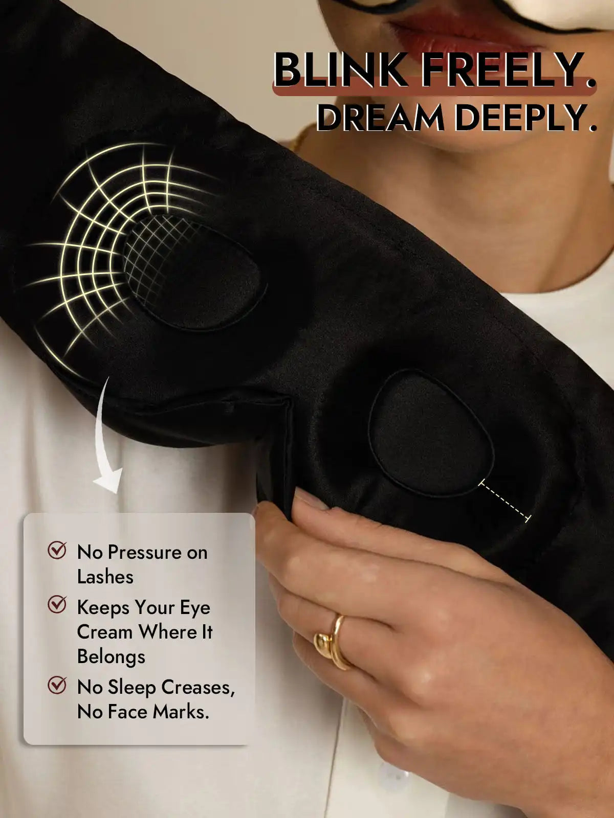 100% Mulberry Silk 3D Contoured Eye Mask With Velcro Closure