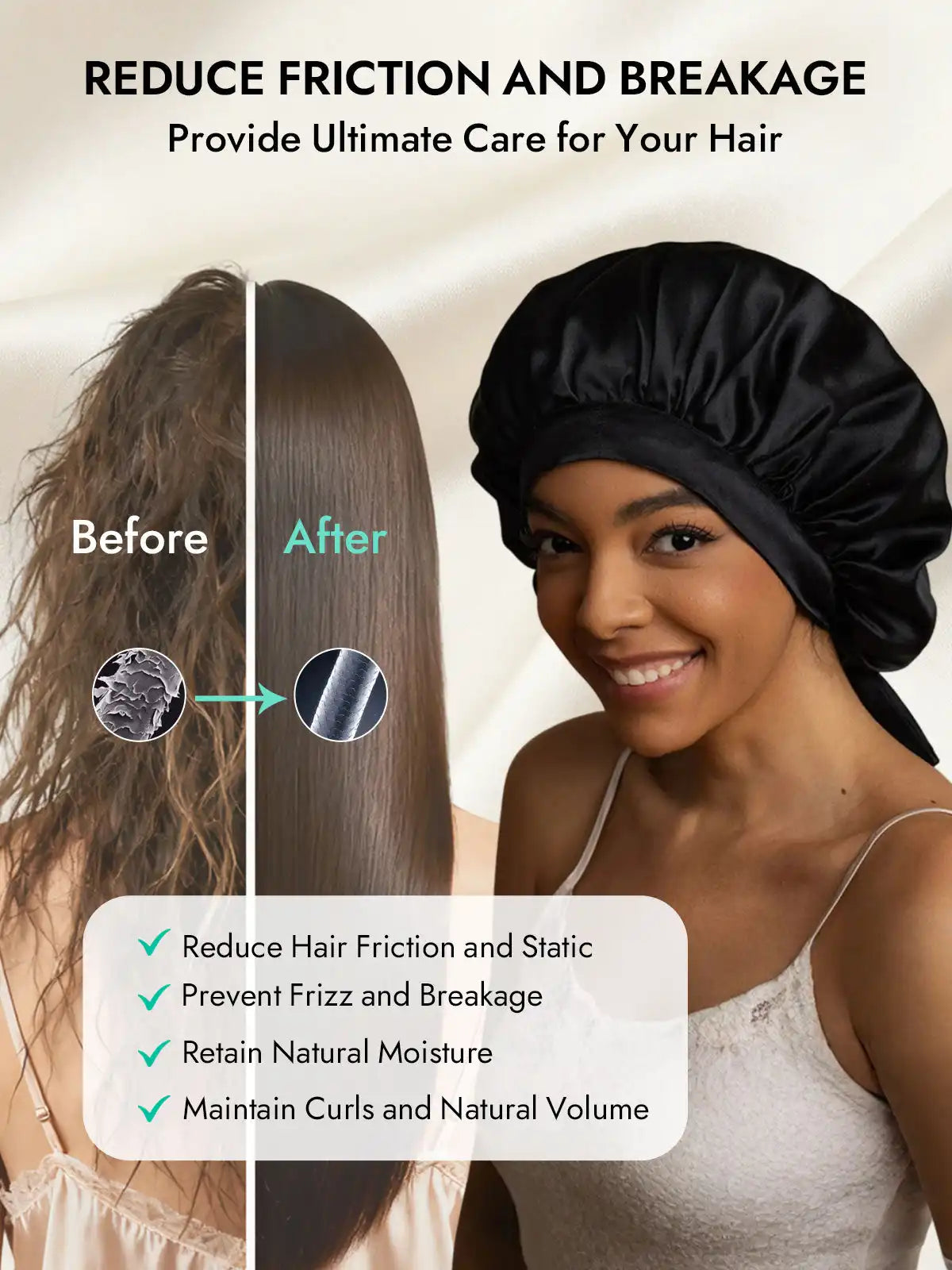 100% Mulberry Silk Elegant Bonnet with Long Ribbons