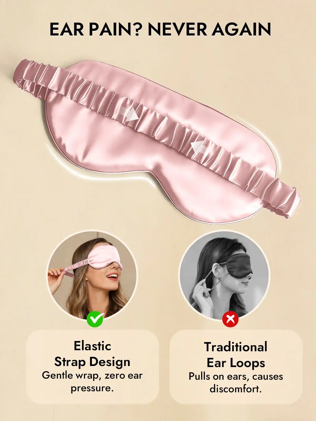 100% Mulberry Silk Sleep Eye Mask with Elastic Band