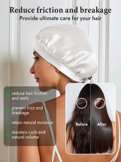 100% Mulberry Silk Sleep Bonnet with Ribbons