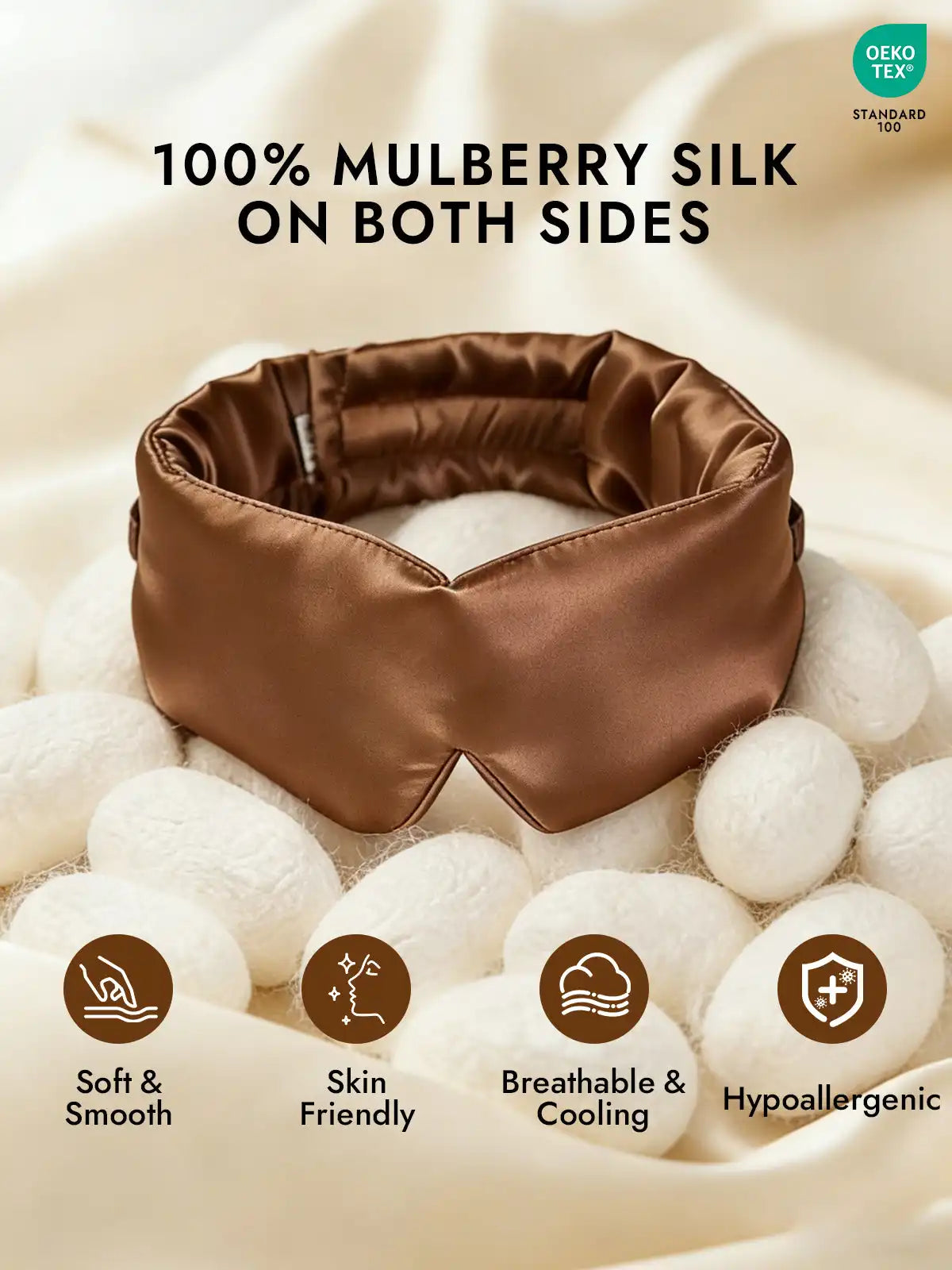100% Mulberry Silk One Piece Silk Sleep Eye Mask With Velcro