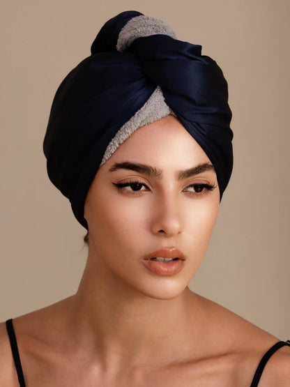100% Mulberry Silk Double-Sided Hair Towel Wrap – Quick Dry, Frizz Free & Gentle on Hair