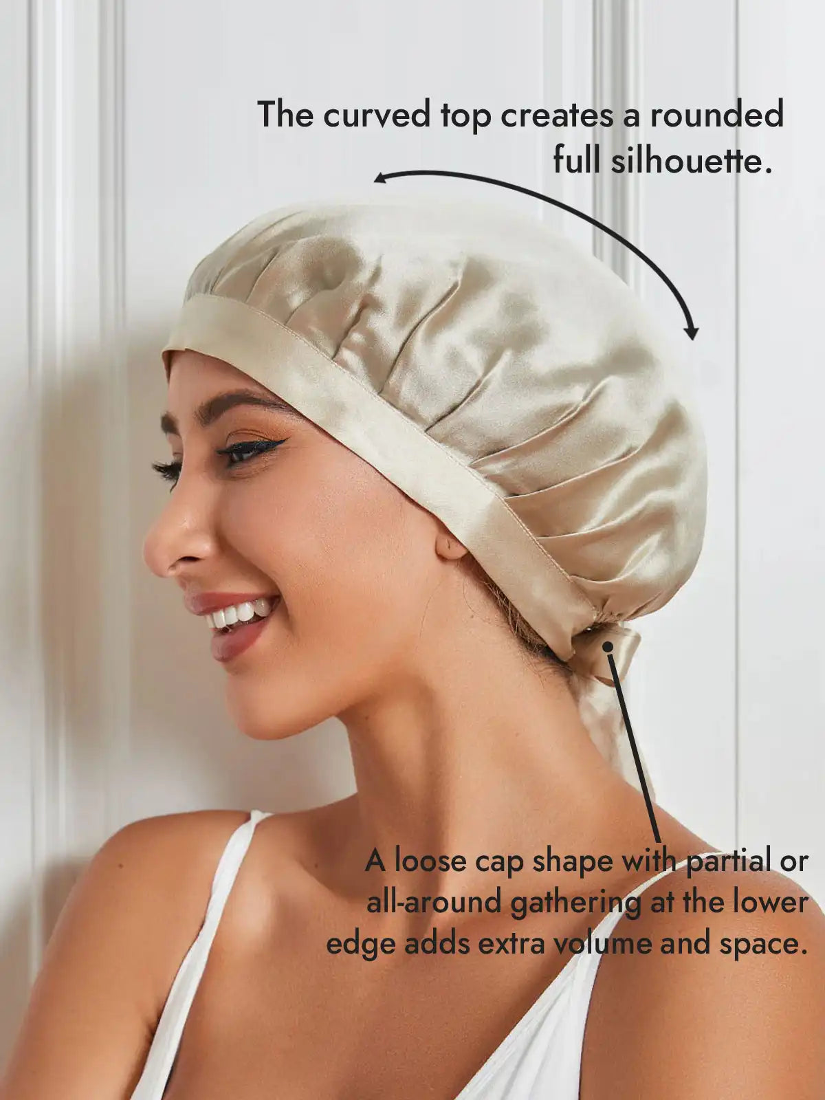 100% Mulberry Silk Sleep Bonnet with Ribbons