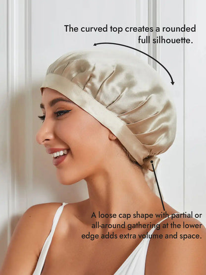 100% Mulberry Silk Sleep Bonnet with Ribbons