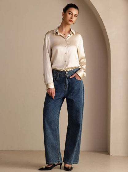 Women’s 19 Momme Silk Long Sleeves Button-Up Shirt