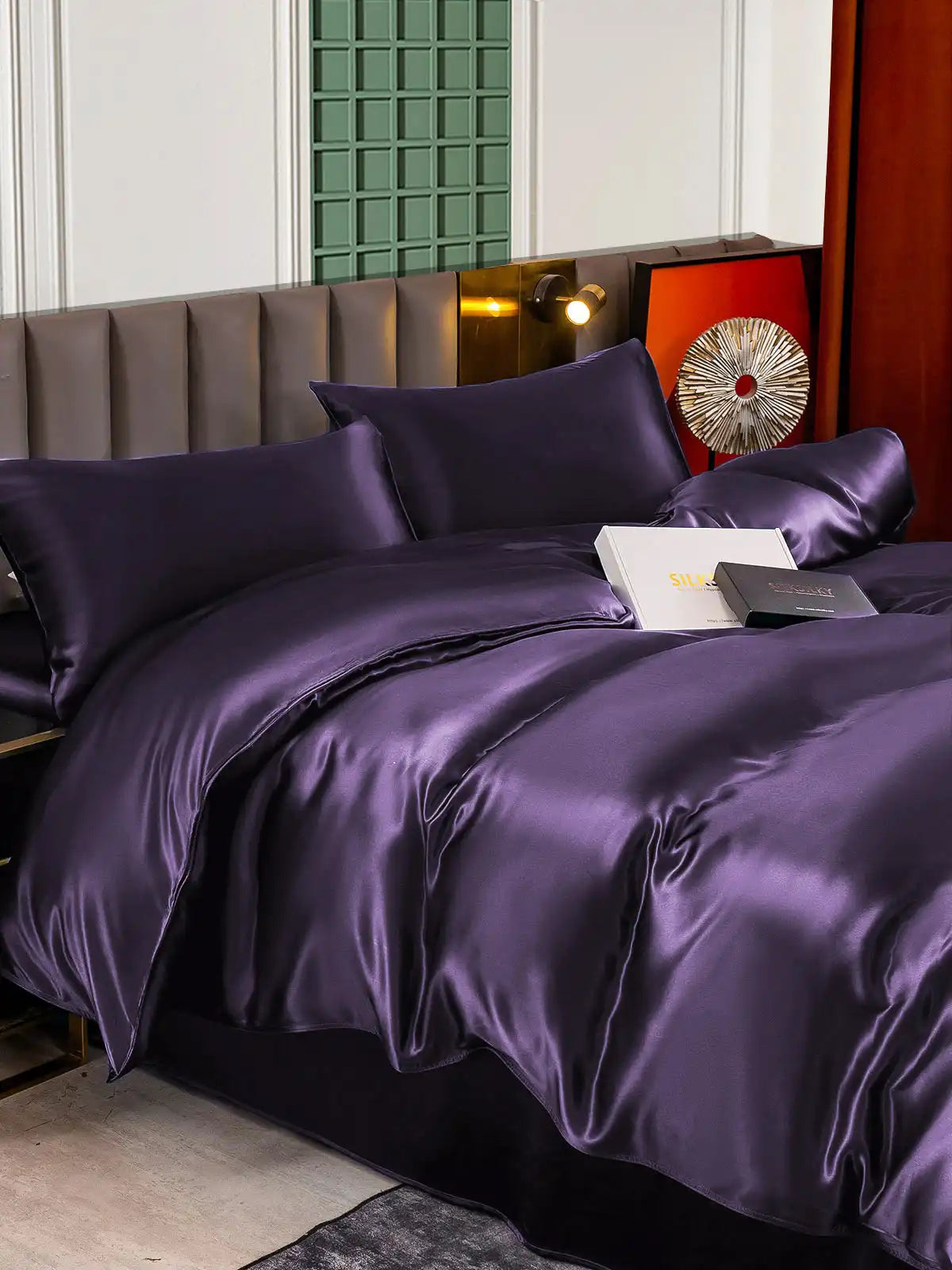 22Momme 4Pcs Silk Set Duvet Cover+Flat Sheet+2x Pillowcases