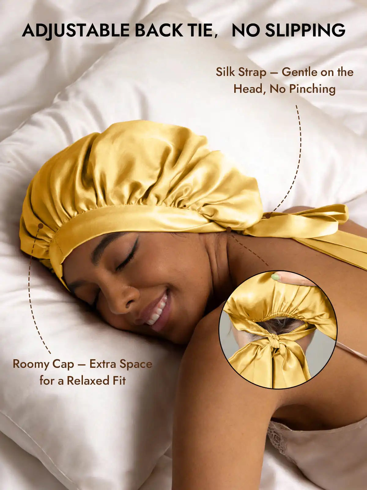 100% Mulberry Silk Elegant Bonnet with Long Ribbons