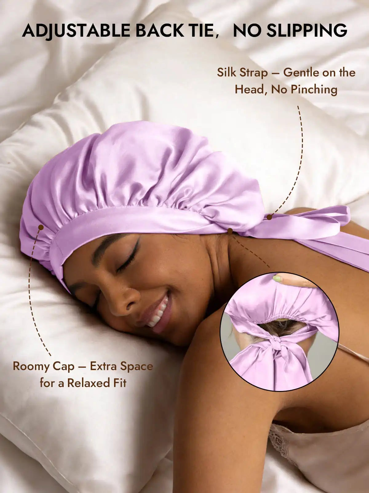 100% Mulberry Silk Elegant Bonnet with Long Ribbons